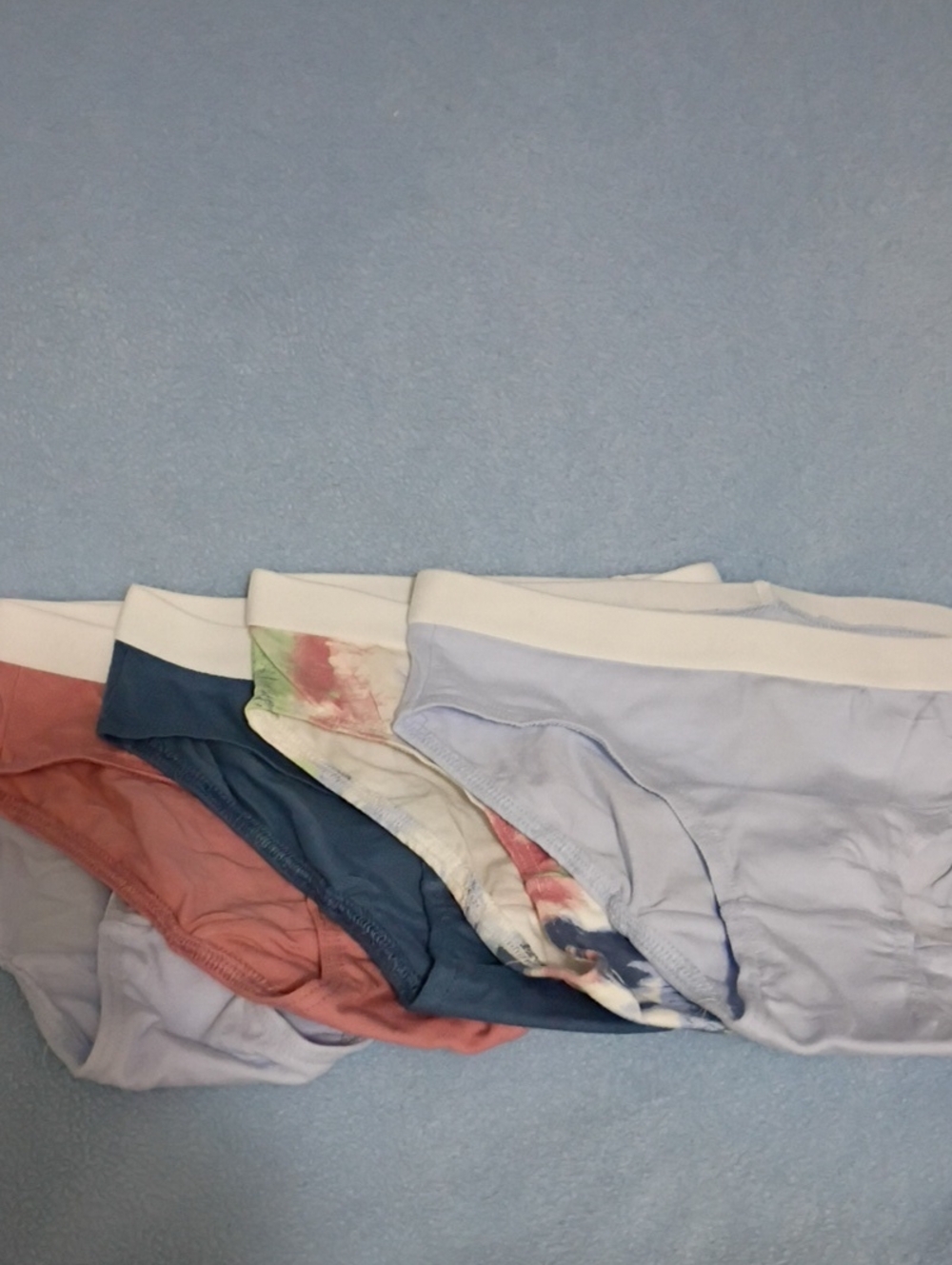 Girls Cotton 5 Briefs Pack - Light Blue, Navy, Coral & Tie-Dye